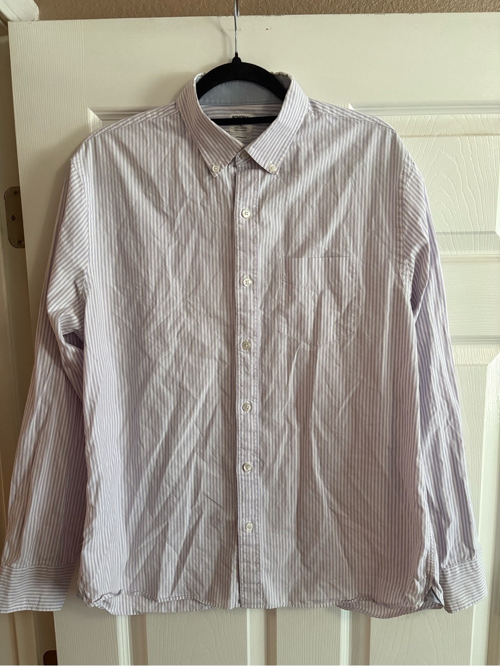 Bonobos standard fit button down long sleeve shirt striped purple 100% cotton L